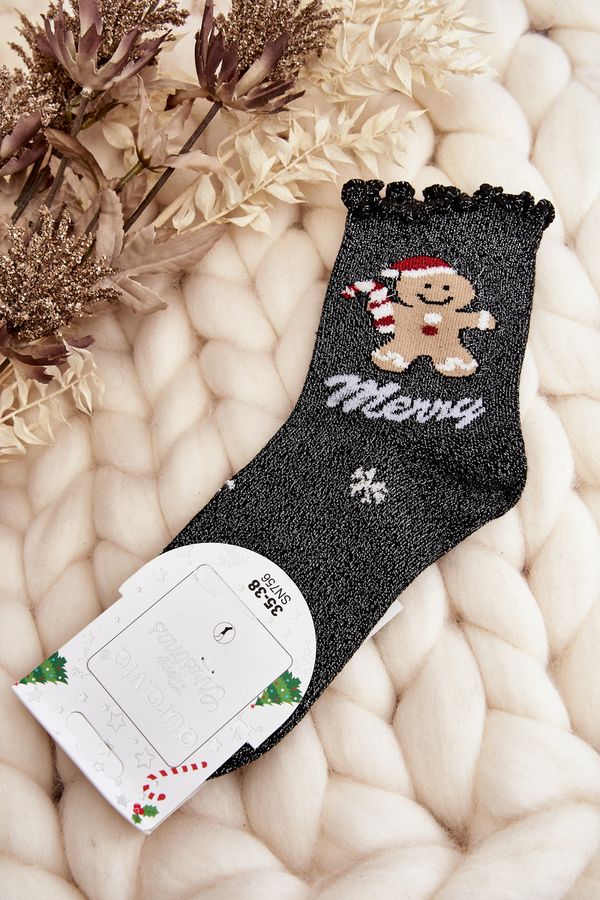 Kesi Women's Shiny Christmas Socks Black