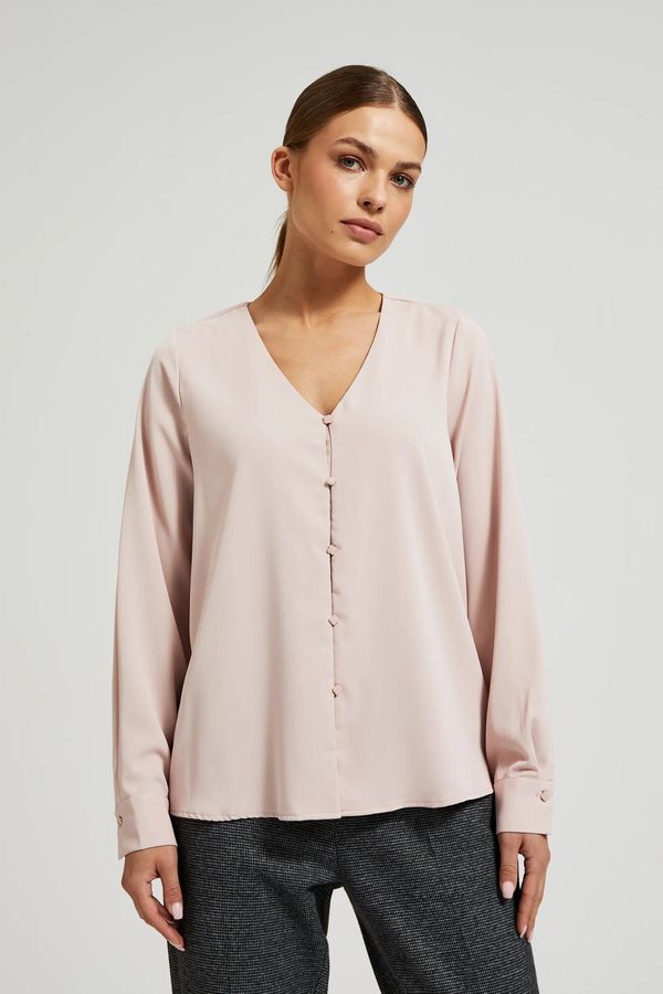 Moodo Women's shirt with decorative buttons MOODO - pink