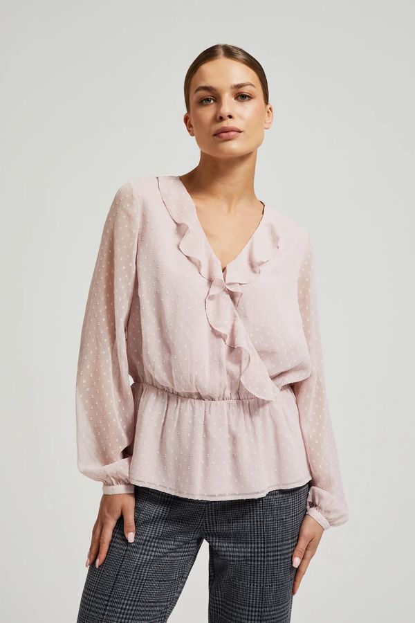 Moodo Women's shirt with ruffles MOODO - pink