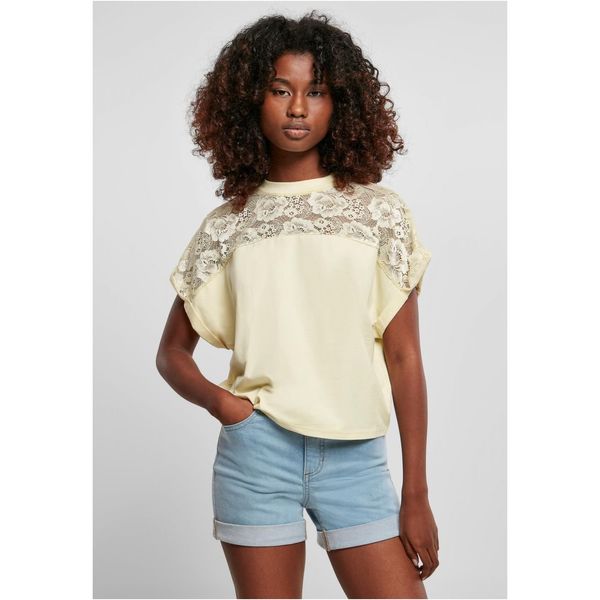 UC Ladies Women's short oversized lace t-shirt with soft yellow color