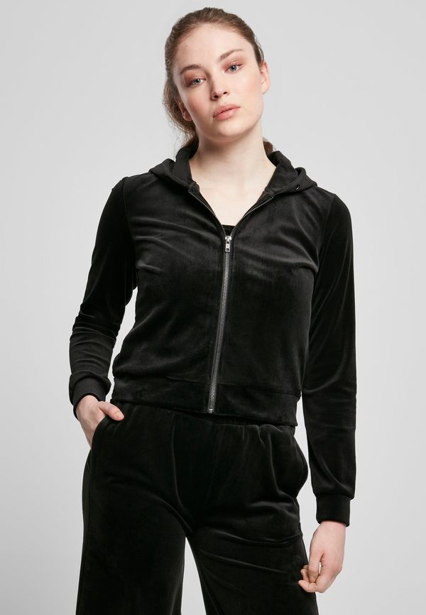 UC Ladies Women's short velvet hoodie with zipper, black
