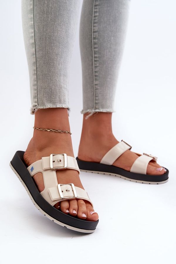 Kesi Women's slippers with flat soles ZAXY light beige