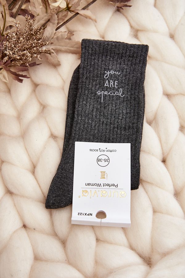 Kesi Women's smooth socks with dark grey lettering