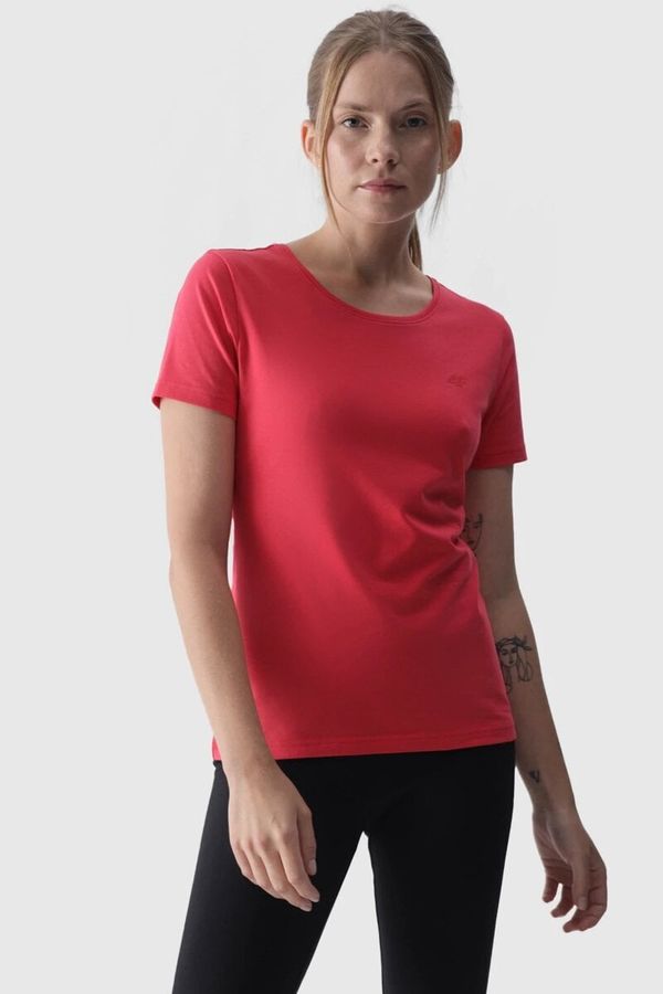 4F Women's Smooth T-Shirt With Logo Pink 4F 4FWMM00TTS