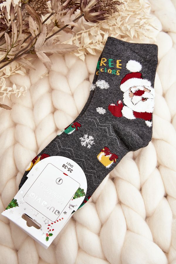Kesi Women's Socks With Santa Claus Grey