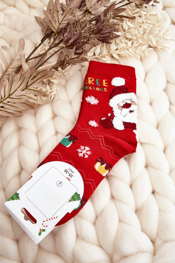 Kesi Women's socks with Santa Claus Red