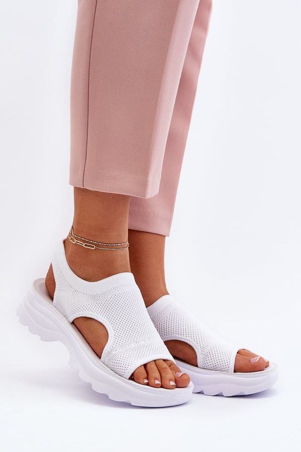 Kesi Women's sports sandals with thick soles, white Deinaleia