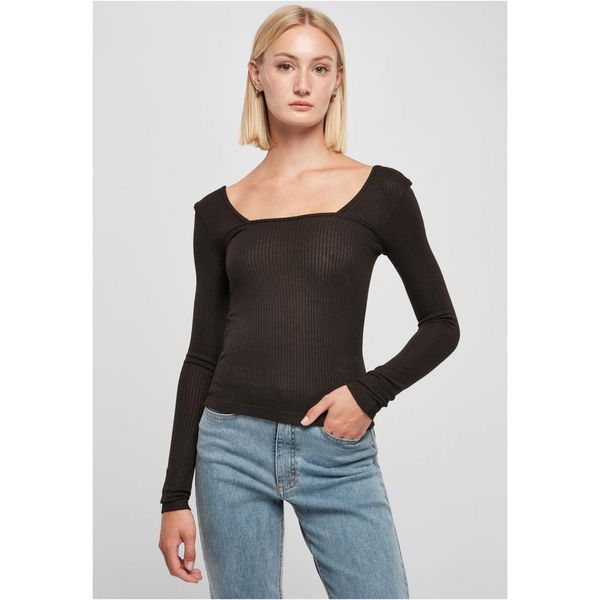 Urban Classics Women's square neckline with long sleeves in black