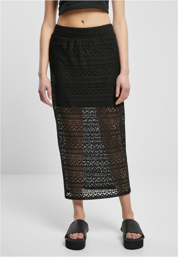 Urban Classics Women's Stretch Crochet Lace Midi Skirt Black