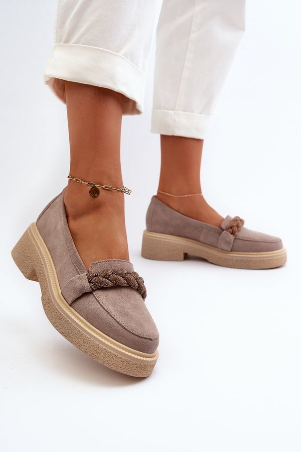 Zazoo Women's Suede Moccasins with Decoration Cappuccino Zazoo