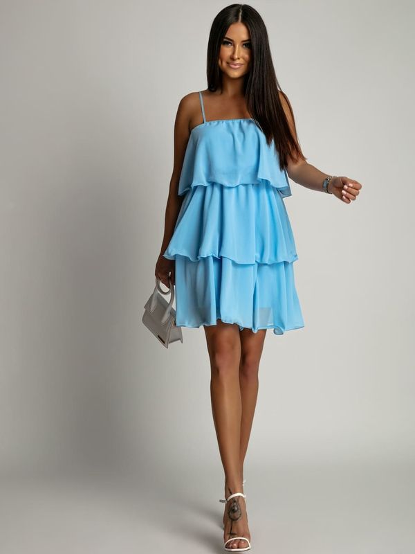 FASARDI Women's summer dress with ruffles - light blue