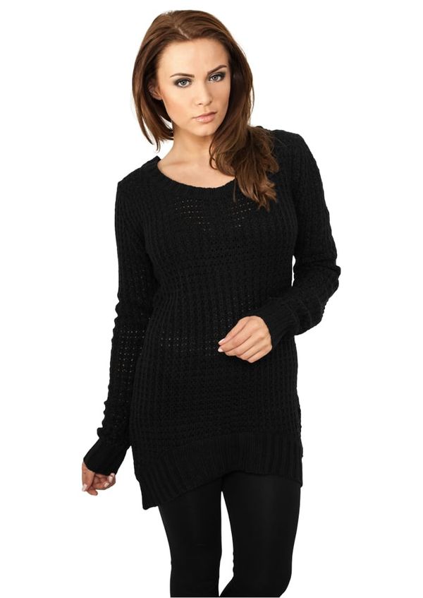 Urban Classics Women's sweater with a long wide neckline in black