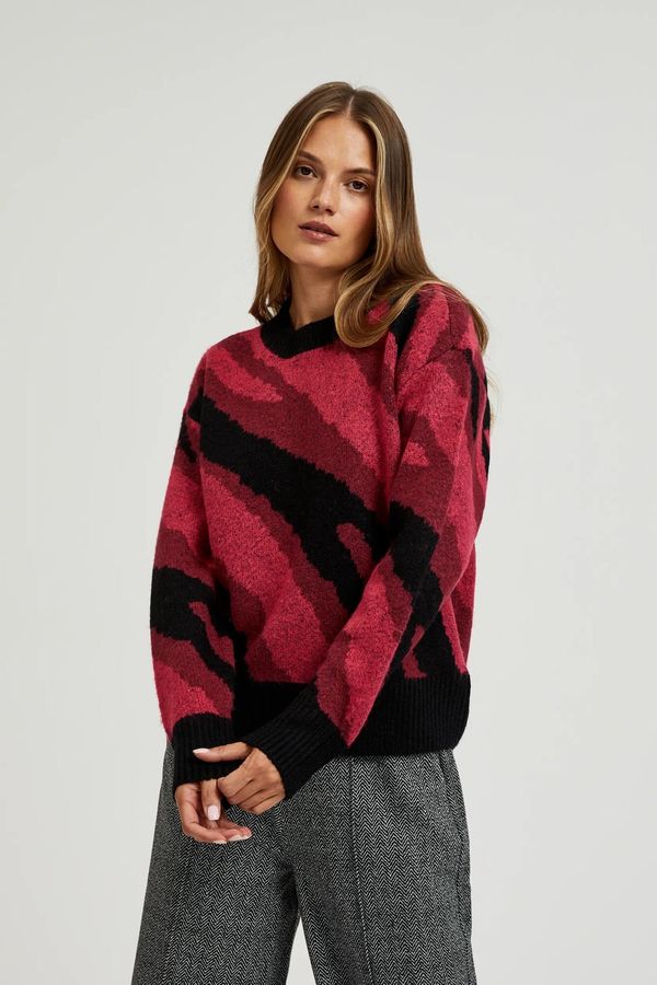 Moodo Women's sweater with geometric pattern MOODO - red