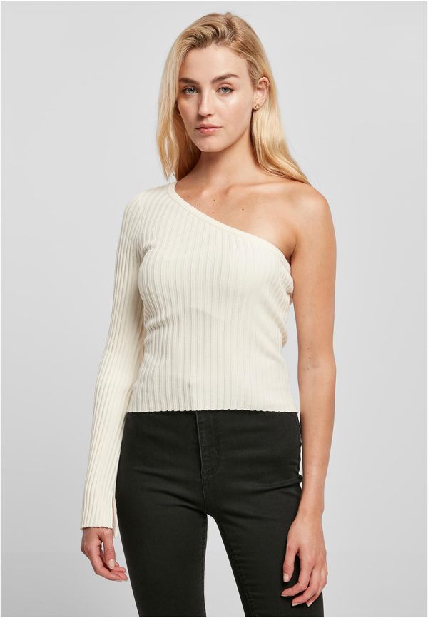 UC Ladies Women's sweater with short rib knit with one sleeve whitesand