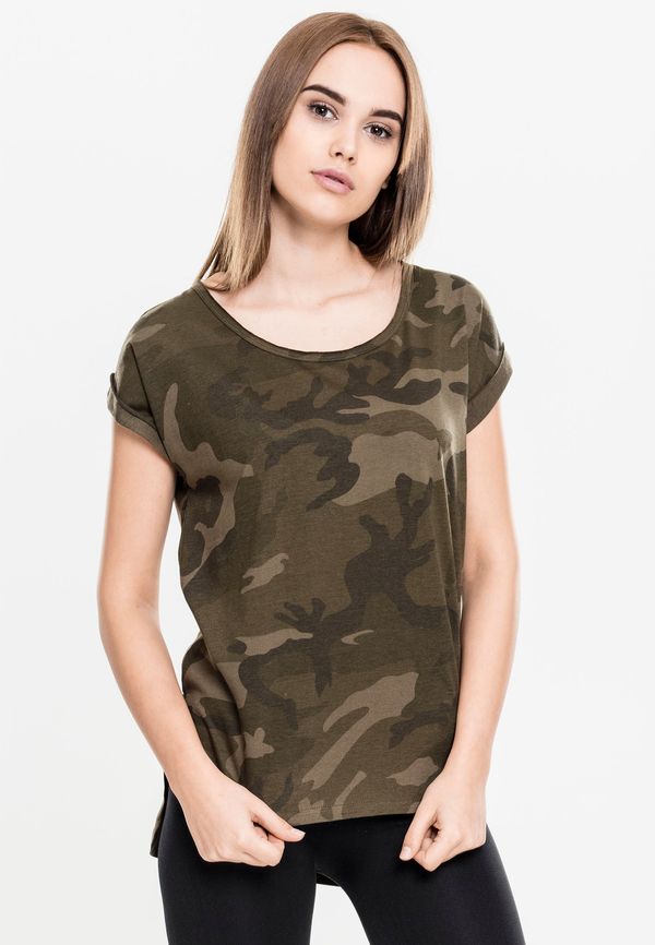 Urban Classics Women's T-shirt Camo Back Shaped Olive camo