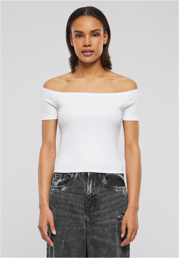 Urban Classics Women's T-Shirt Organic Off Shoulder Rib - White