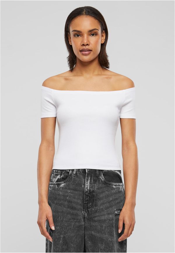 UC Ladies Women's T-Shirt Organic Off Shoulder Rib - White
