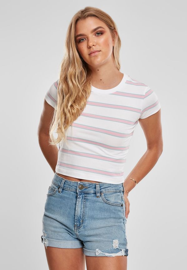 UC Ladies Women's T-shirt Stripe Cropped T-shirt white/girls' pink