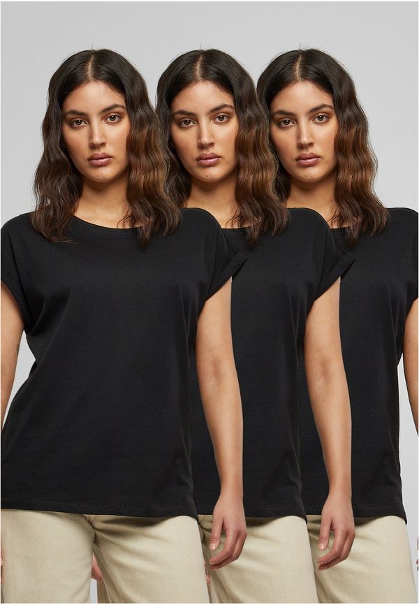 Urban Classics Women's T-shirt with extended shoulder 3 pcs black+black+black