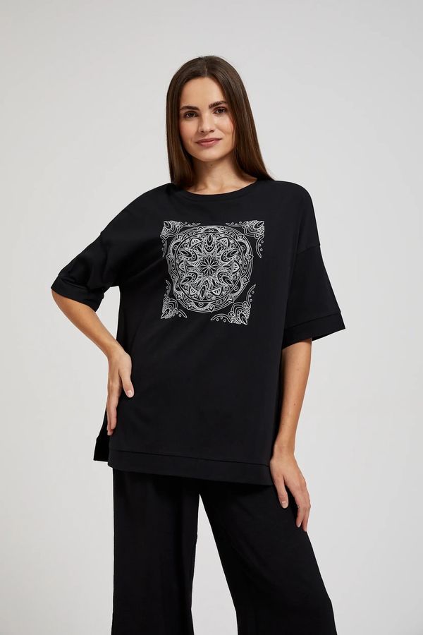 Moodo Women's T-shirt with Mandala print MOODO - black