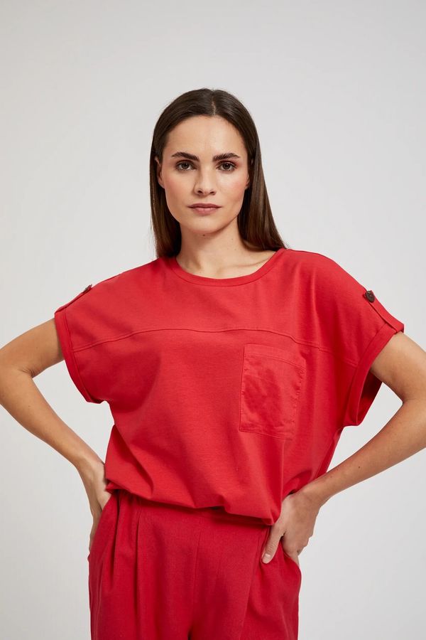Moodo Women's T-shirt with pocket MOODO - red