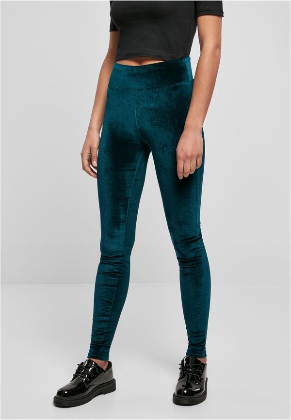 UC Ladies Women's teal velvet leggings with a high waist