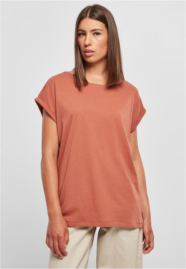 Urban Classics Women's terracotta T-shirt with extended shoulder