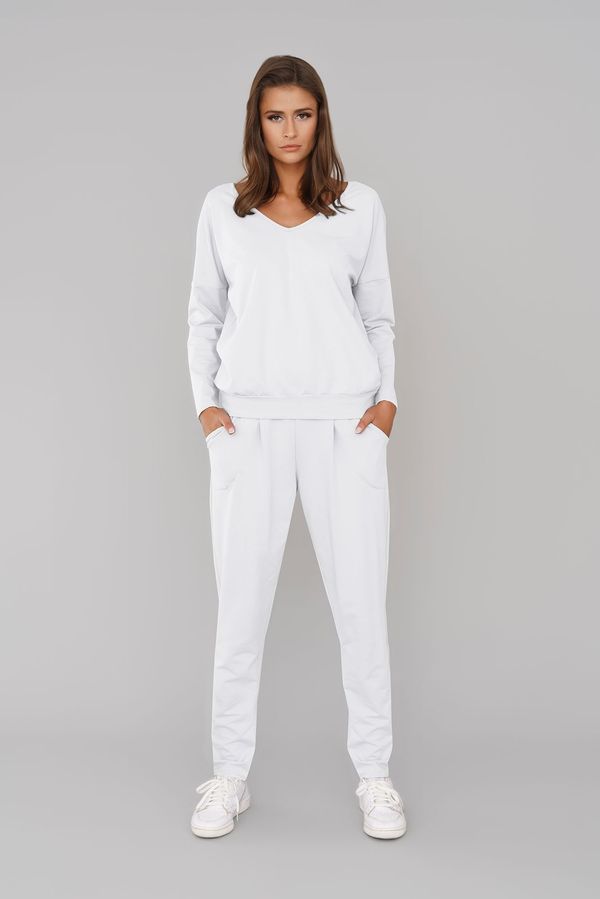 Italian Fashion Women's tracksuit Karina with long sleeves, long pants - white