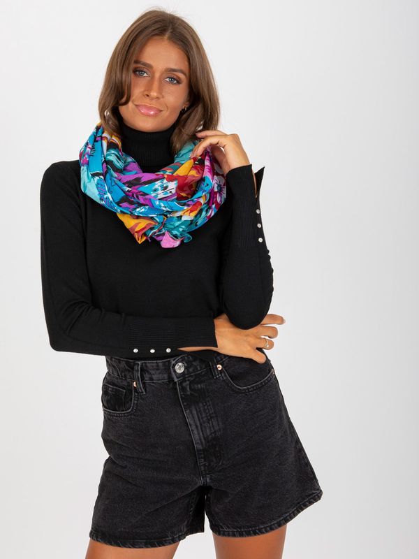 Fashionhunters Women's turquoise and fuchsia floral scarf