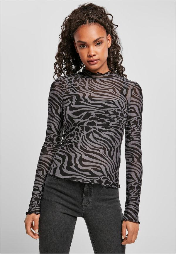 Urban Classics Women's turtleneck AOP Mesh - asphalt/black