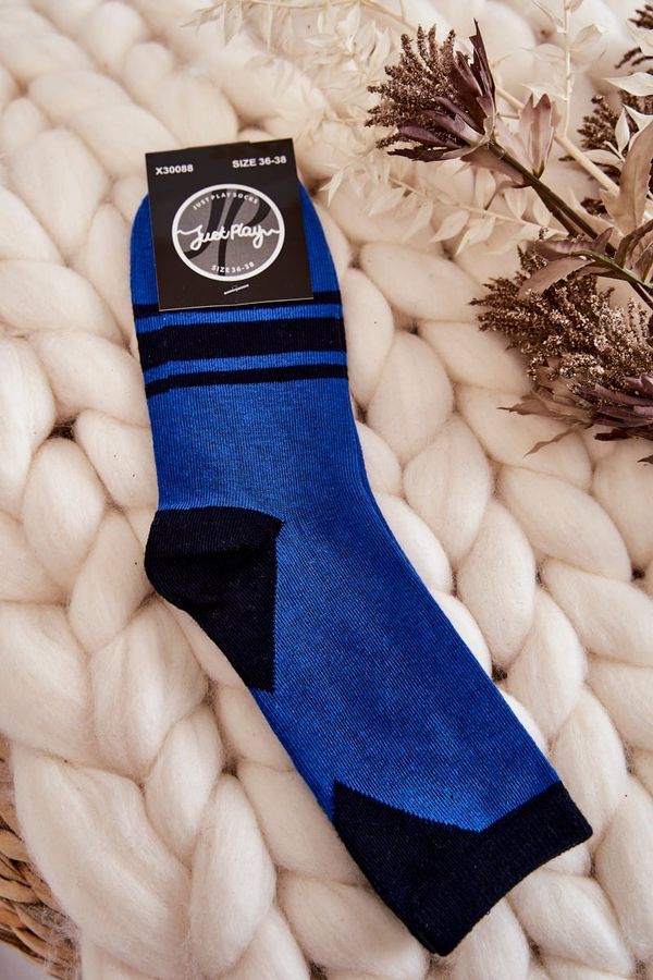Kesi Women's two-tone socks with stripes Blue Black