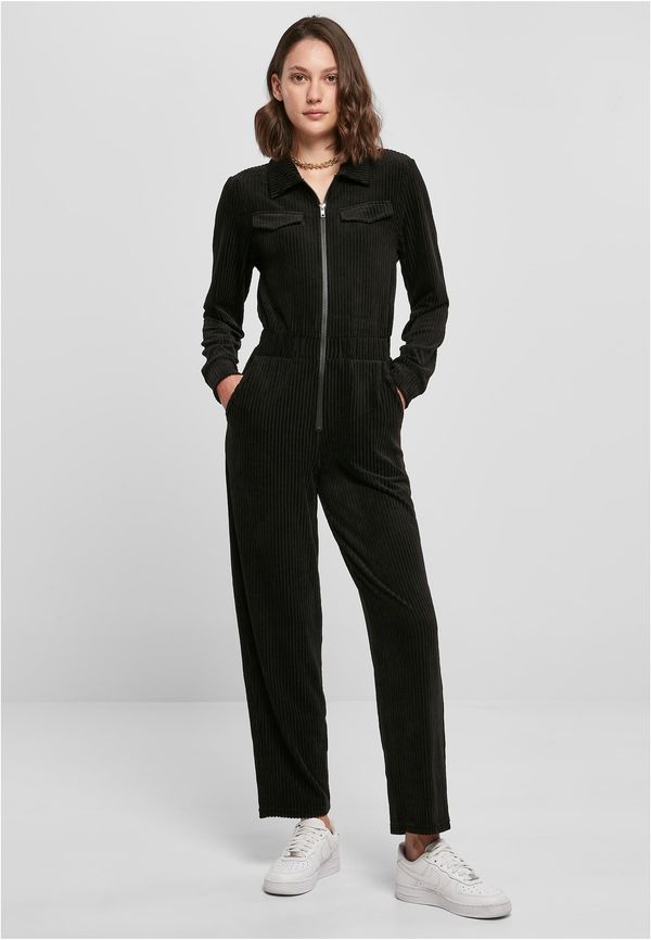 UC Ladies Women's Velvet Rib Boiler Suit Black