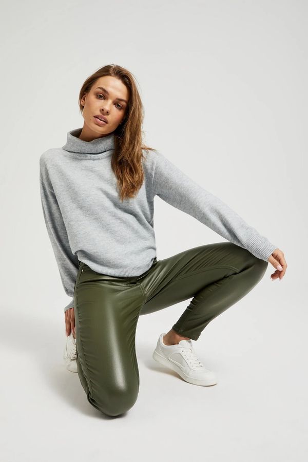 Moodo Women's waxed narrow trousers MOODO - olive