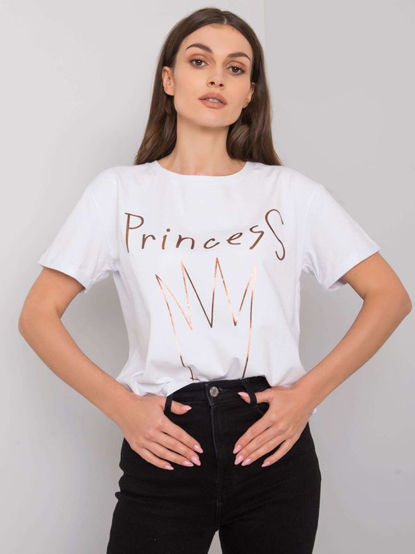 Fashionhunters Women's white cotton T-shirt with print