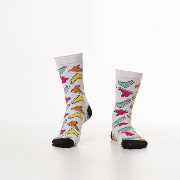 FASARDI Women's white socks with colorful shoes