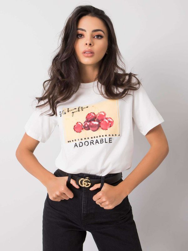 Fashionhunters Women's white T-shirt with print and patches