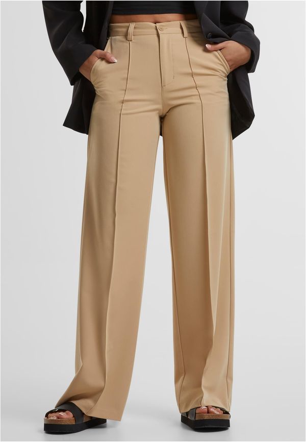 Urban Classics Women's wide pleated trousers - unionbeige