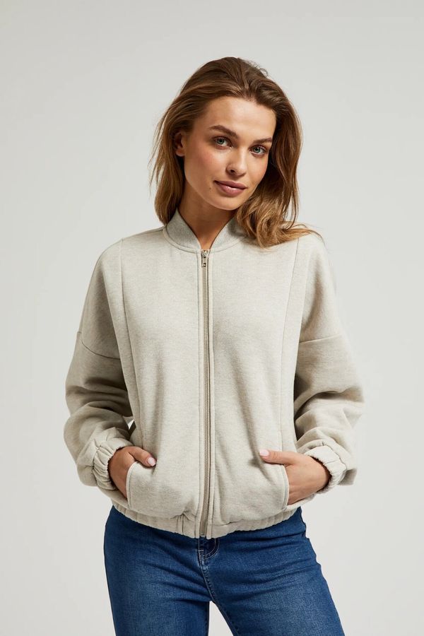 Moodo Women's zip-up hoodie MOODO, beige