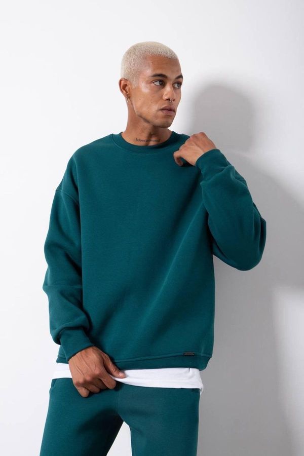 XHAN XHAN Emerald Green Organic Cotton Framed Oversized Sweatshirt