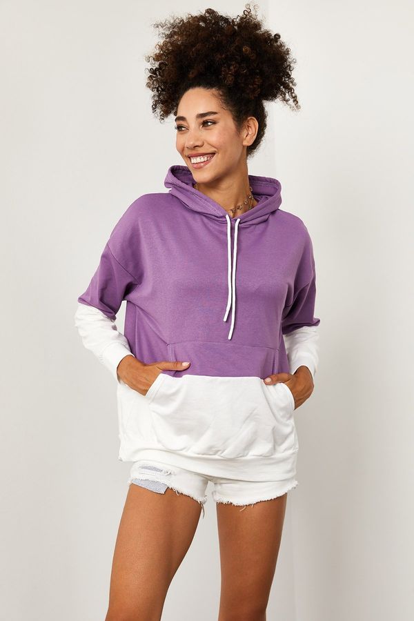 XHAN XHAN Women's Lilac Patchwork Sweatshirt