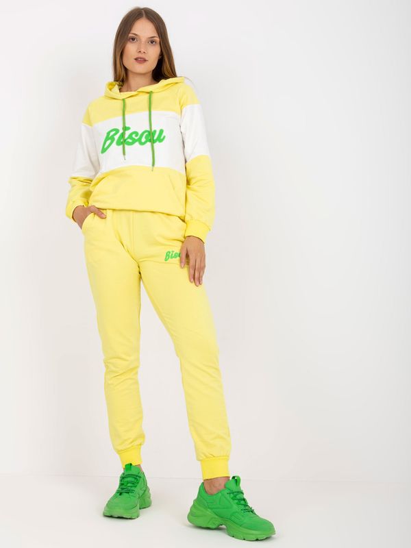 Fashionhunters Yellow and green tracksuit with sweatshirt