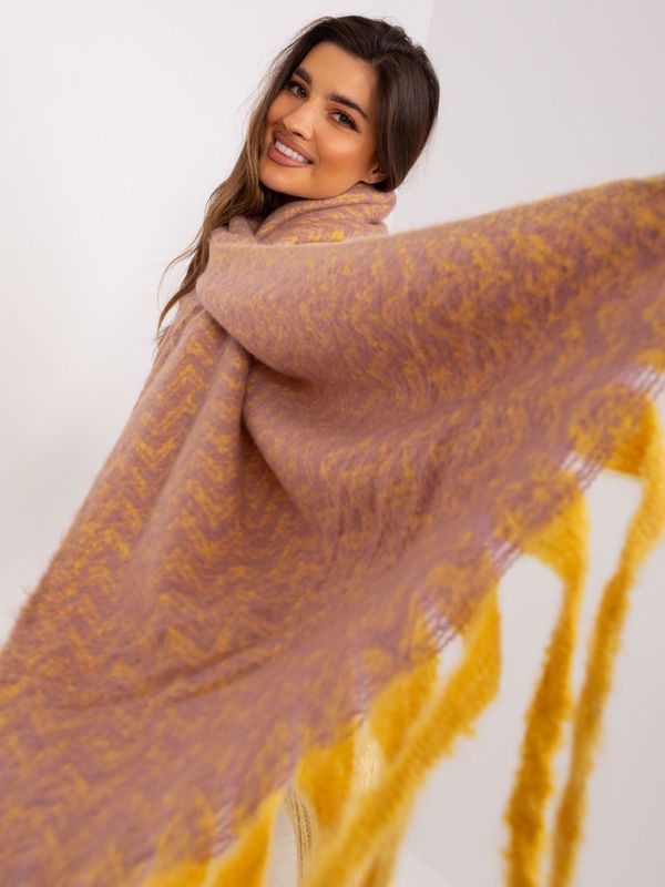 Fashionhunters Yellow and pink fringed scarf