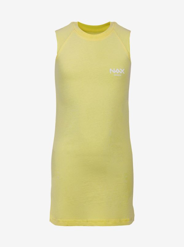 NAX Yellow girls' summer dress with print on the back NAX Goledo