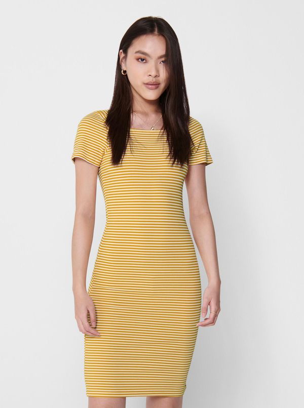 Only Yellow Striped Basic Dress ONLY Fiona - Women