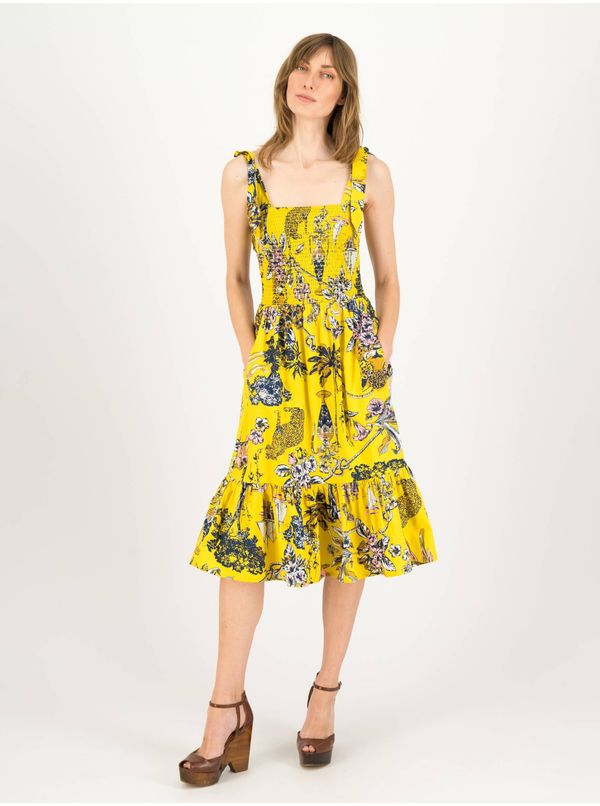 Blutsgeschwister Yellow Women Floral Dress Blutsgeschwister Seaside Picknick Love - Women