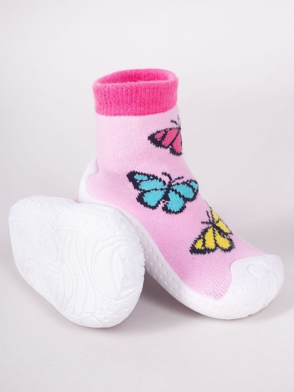 Yoclub Yoclub Kids's Baby Girls' Anti-Skid Socks With Rubber Sole P1