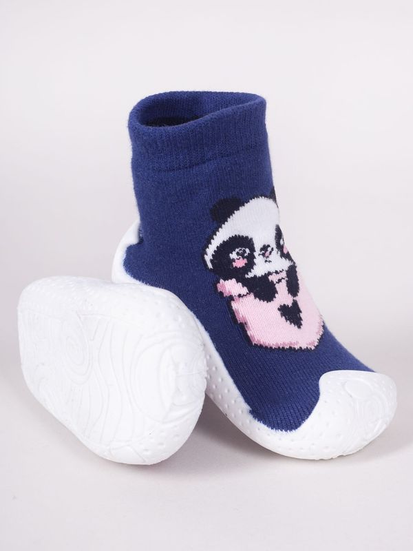 Yoclub Yoclub Kids's Baby Girls' Anti-Skid Socks With Rubber Sole P2 Navy Blue