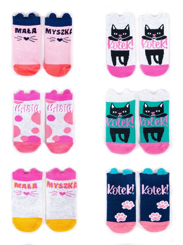 Yoclub Yoclub Kids's Cotton Baby Girls' Socks Patterns Colors 6-pack SKC/3D-EARS/6PAK/GIR/001