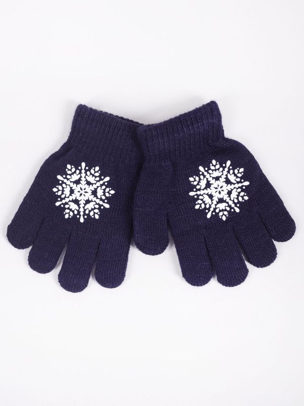 Yoclub Yoclub Kids's Girls' Five-Finger Gloves RED-0012G-AA5A-007 Navy Blue