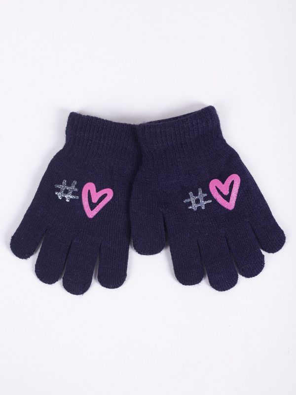 Yoclub Yoclub Kids's Girls' Five-Finger Gloves RED-0012G-AA5A-008 Navy Blue